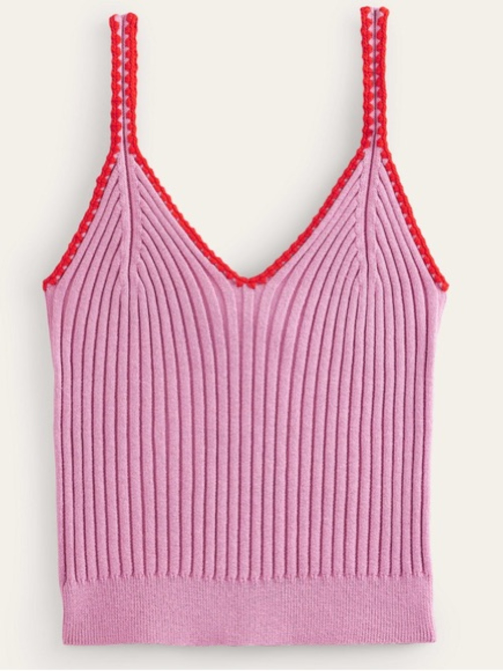 Boden Cropped Crochet Trim Sleeveless Knit V-Neck Tank Top. Small. NWOT.